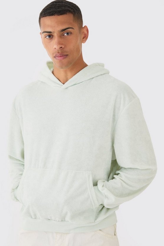 Kastiger Oversize Frottee-Hoodie