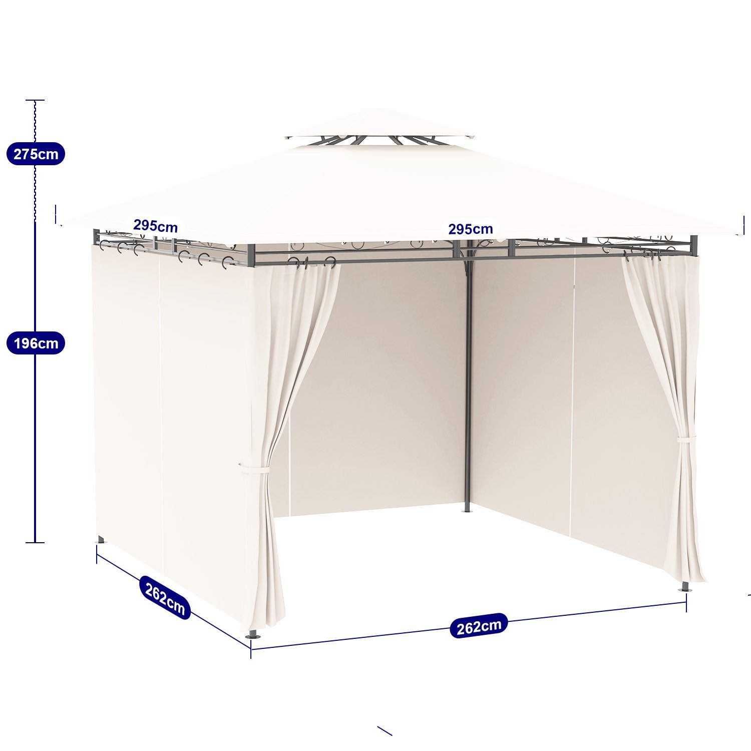 HOMALL Pavillon Gartenpavillon Partyzelt Wasserabweisender 3x3 m Mit und ohne Lichter