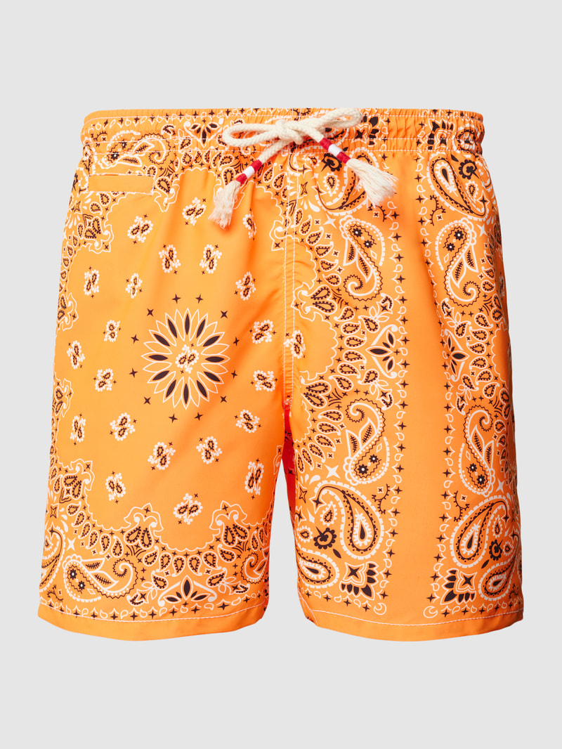 Badehose mit Allover-Print Modell 'CAPRESE' in orange