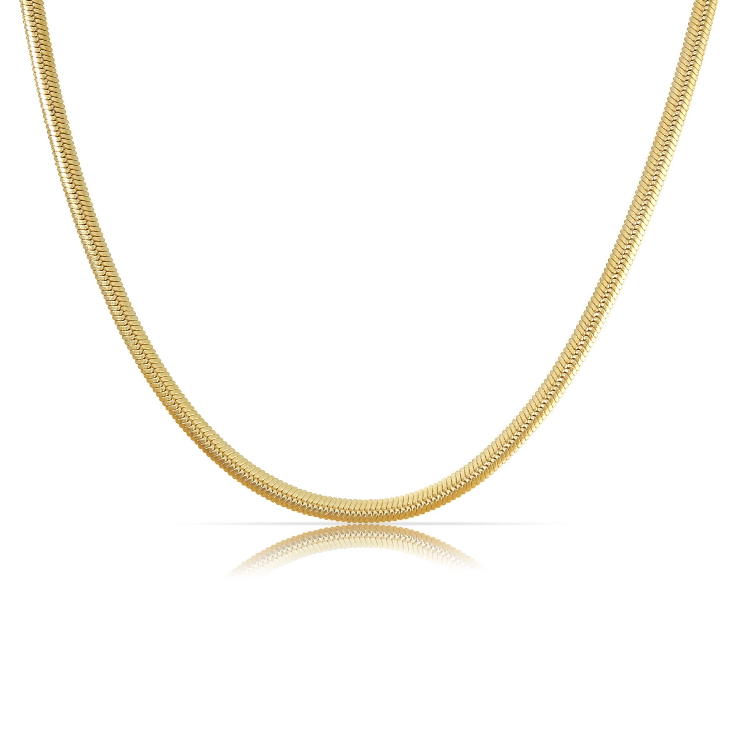 Made by Nami Schlangenkette Halskette mit starkem Karabiner-Verschluss, Choker Halskette Edelstahl 3mm Gliederkette