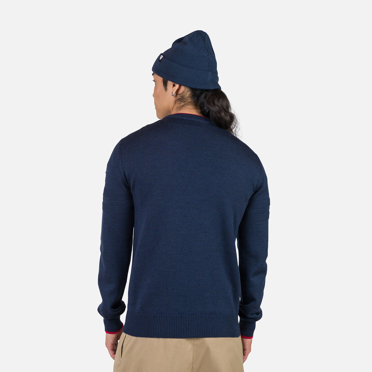 Gestreifter Herrenstrickpullover mit Rundhalsausschnitt