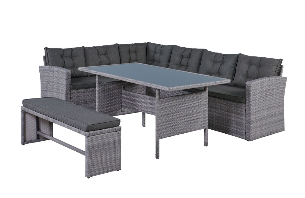 Happy Home Happy Home Elegantes Ecksofa 14tlg. Gartenlounge Ecklounge Lounge grau