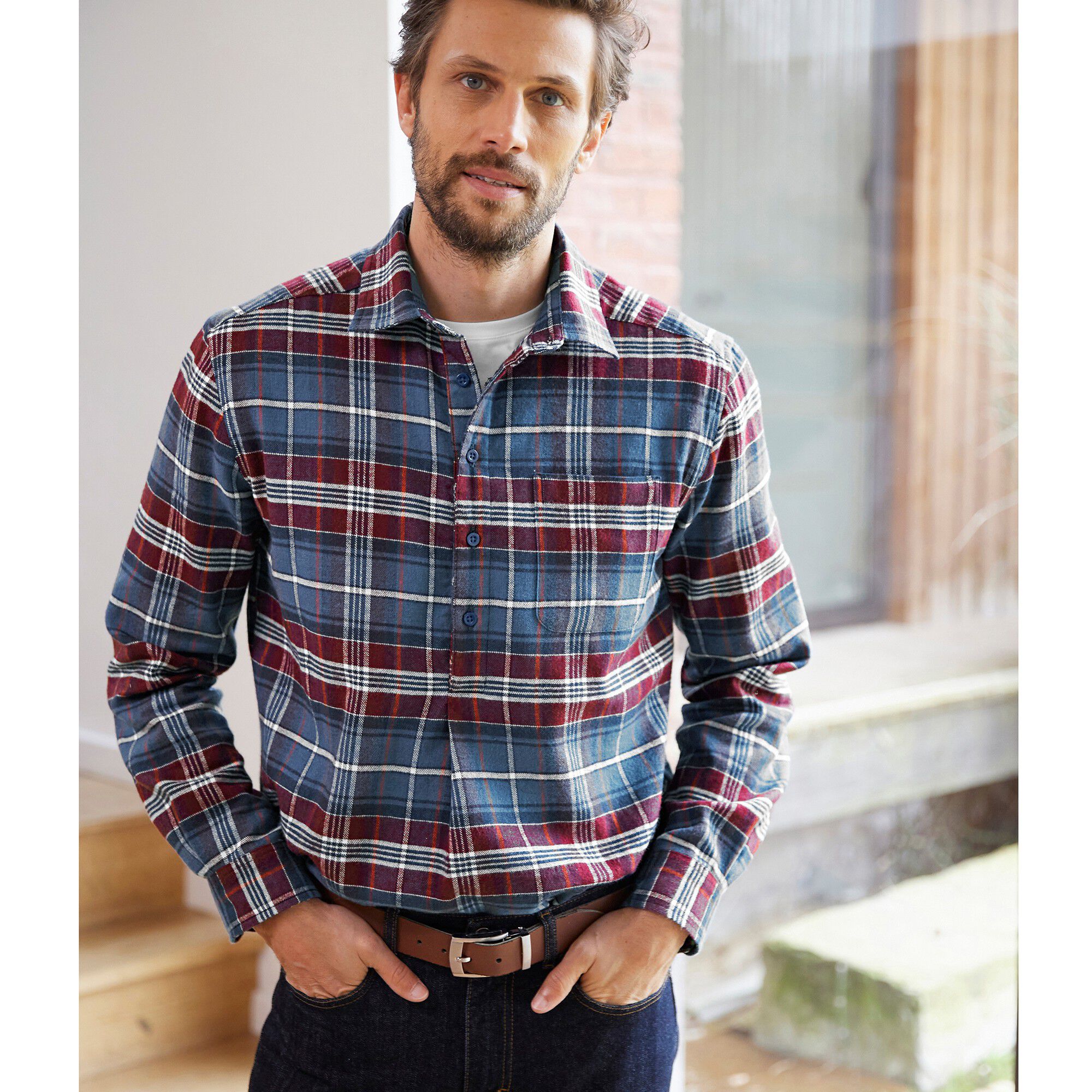 Chemise extra-longue carreaux flanelle