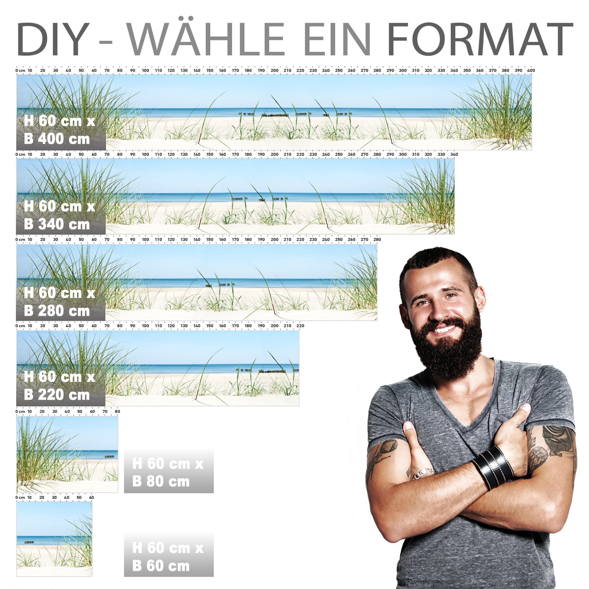 Stickerprofis Küchenrückwand DÜNENBLICK, (Premium), 1,5mm, selbstklebend, hält auf besonders vielen Öberflächen