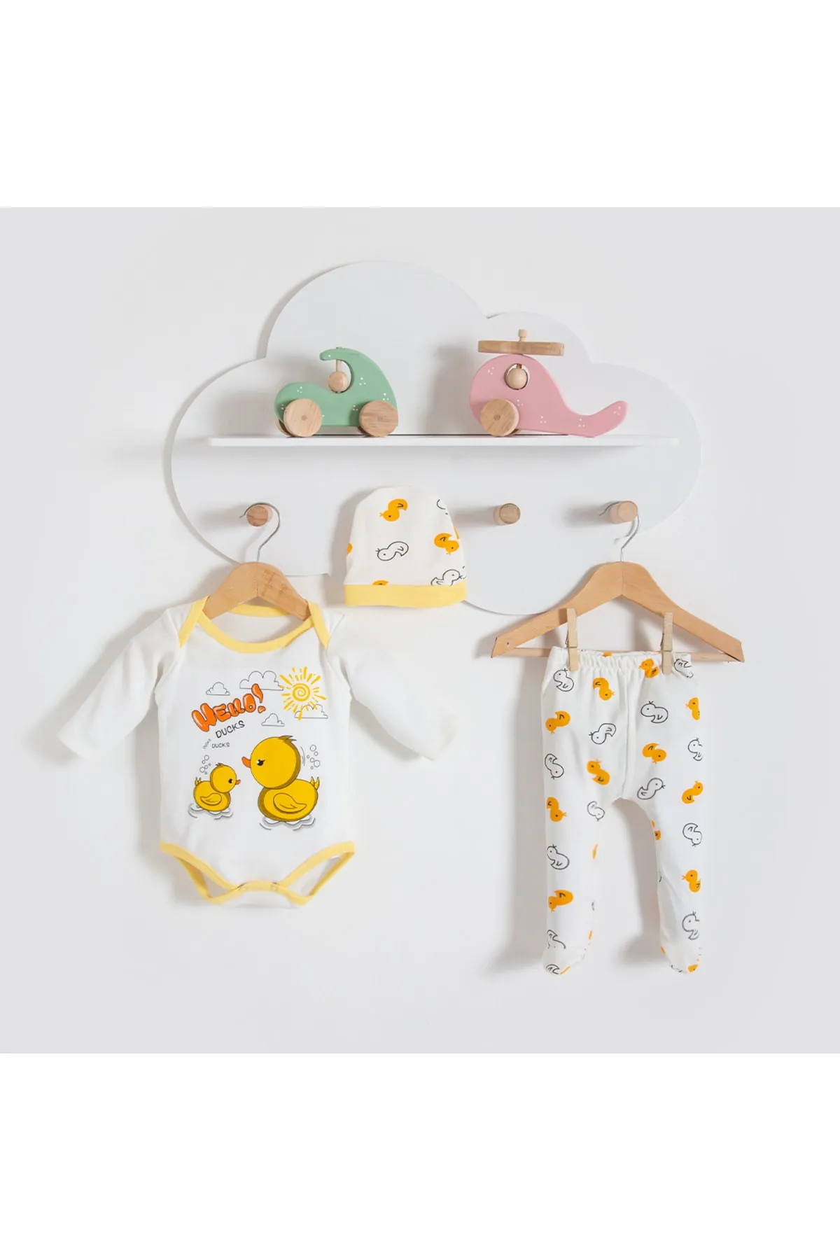 Bubito  3-teiliges Babyset mit Mütze und Kükenmotiv