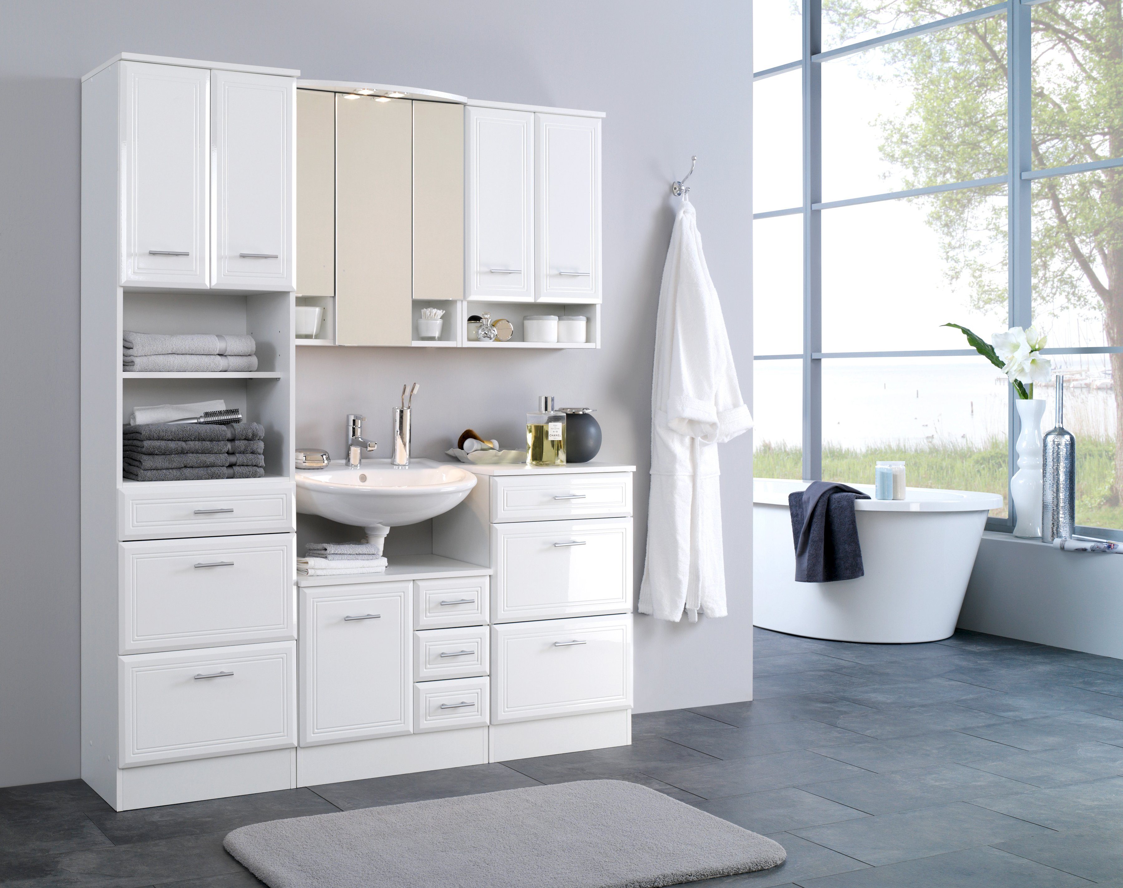 HELD MÖBEL Hochschrank Neapel Breite 50 cm, mit Hochglanzfronten und eleganter Fräsung