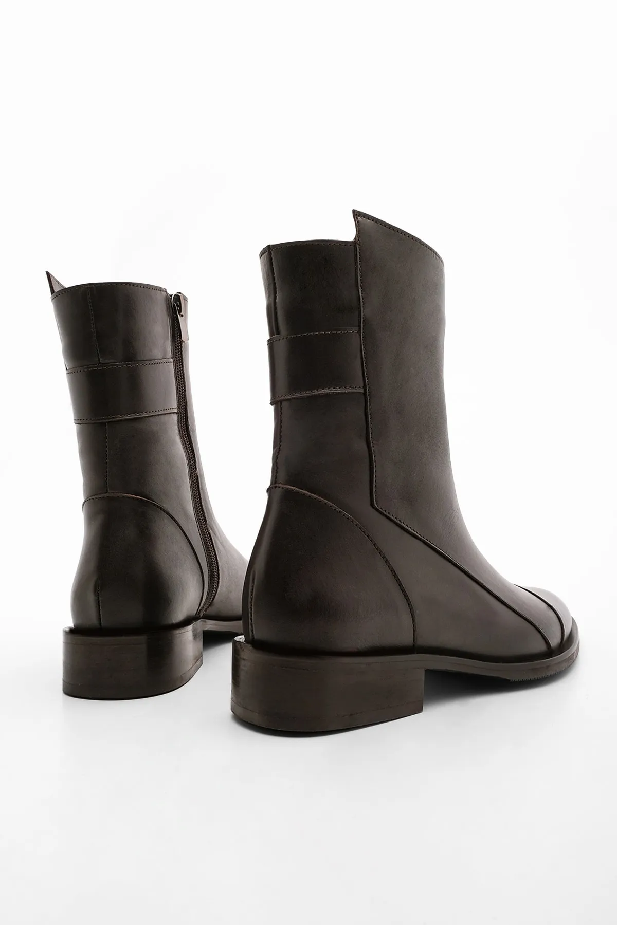 Marjin  Damen-Freizeitstiefel aus echtem Leder mit Reißverschluss, Tekas, Braun