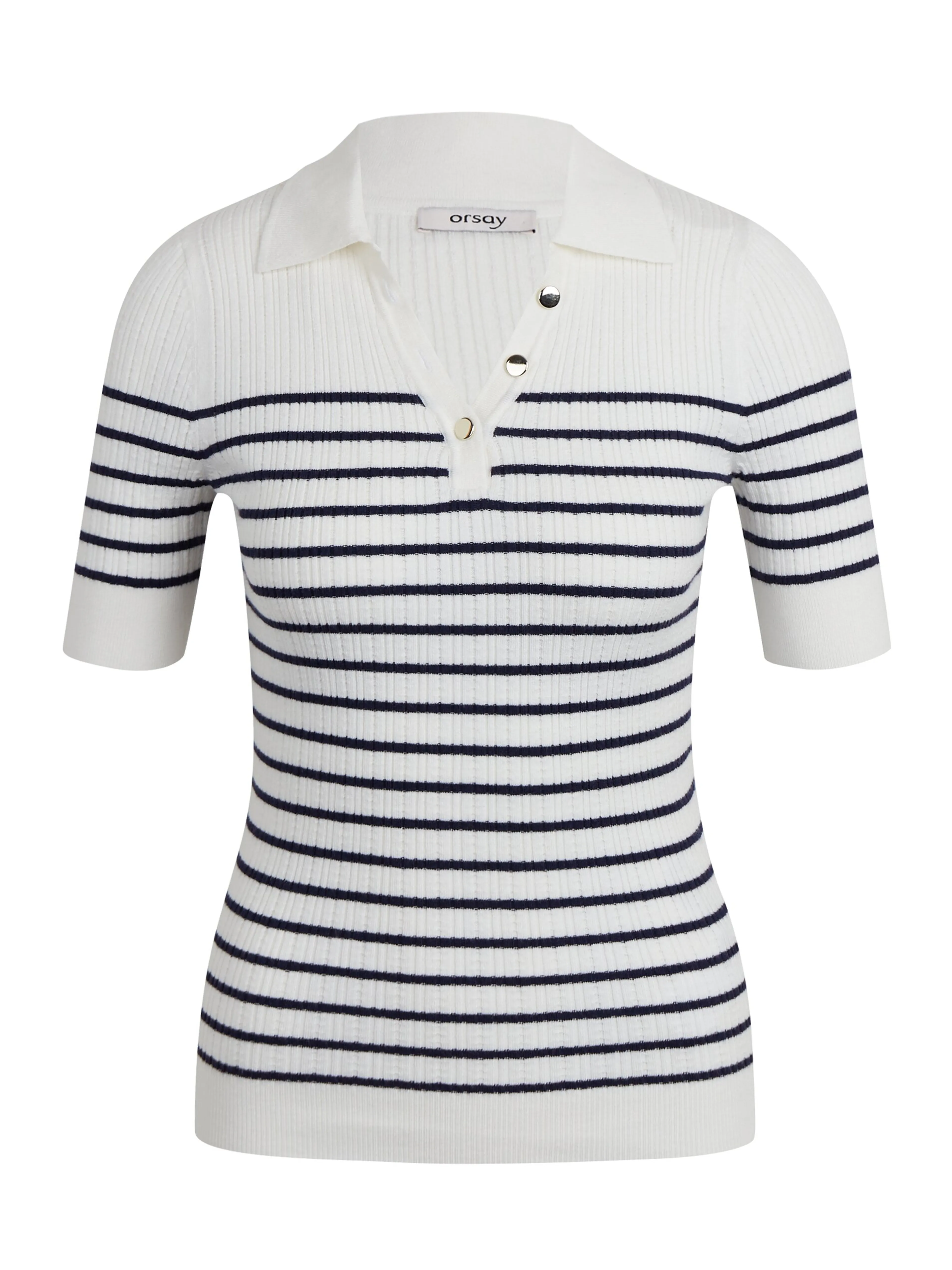 Cremefarbenes gestreiftes Damen-Poloshirt ORSAY