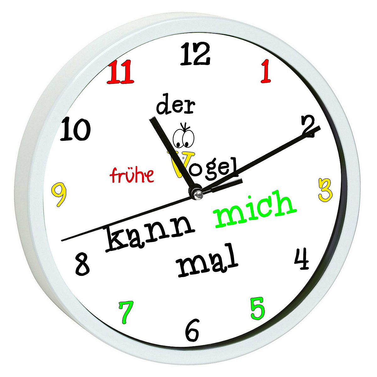 Kinder Wanduhr personalisiert mit Name der frühe Vogel kann mich mal