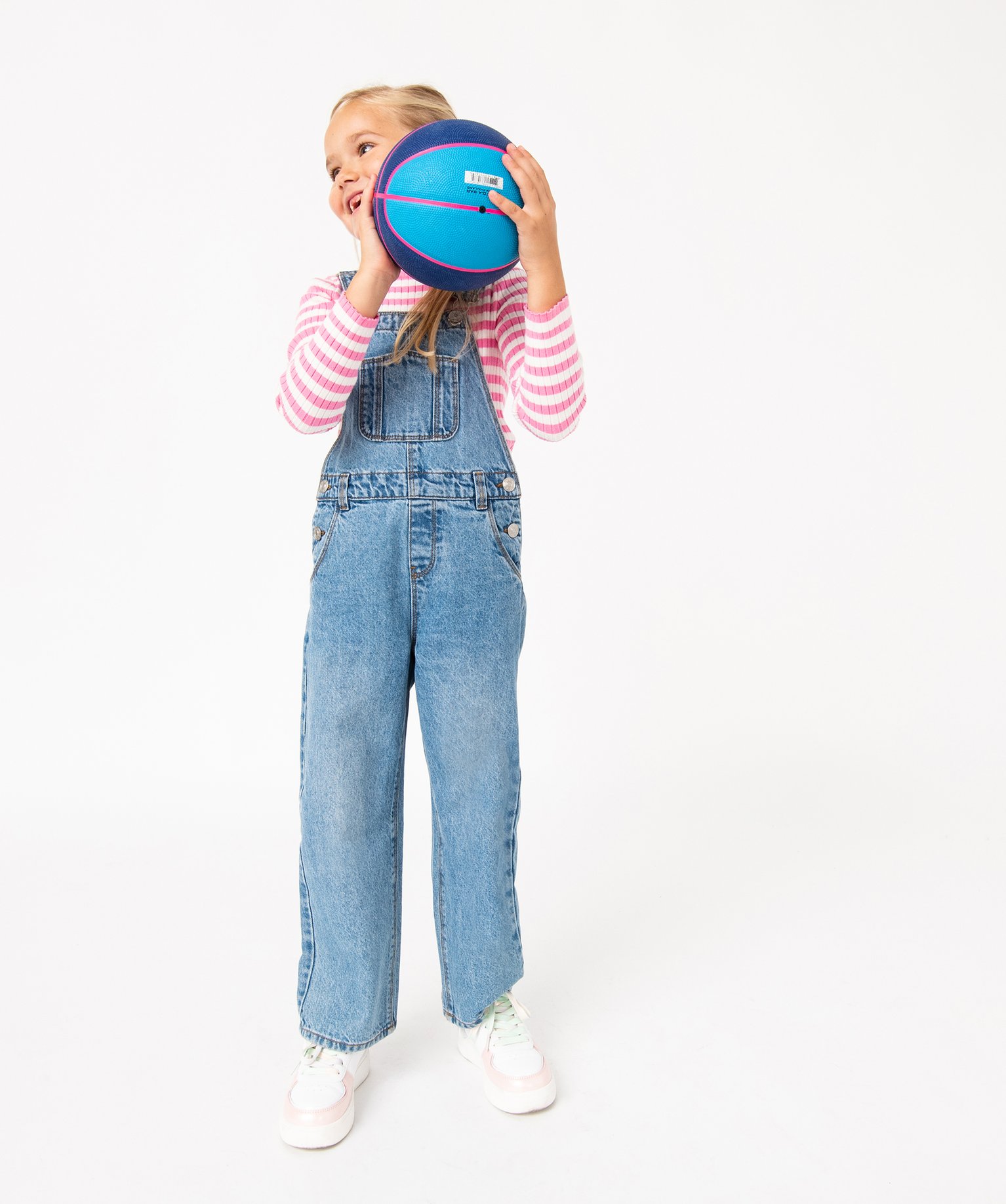 Salopette en jean coupe large fille stone | GEMO