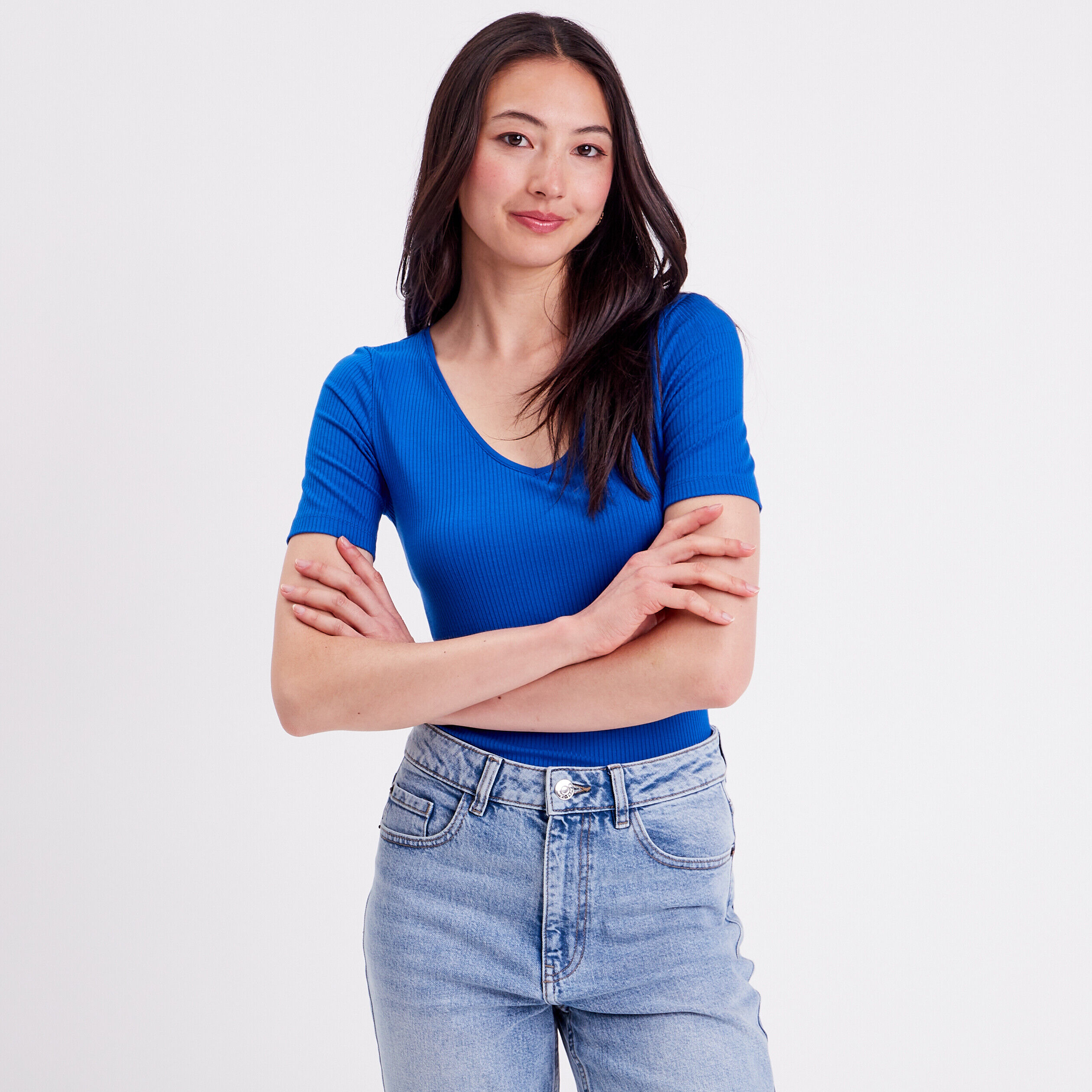 T-shirt manches courtes bleu roi femme | Cache Cache