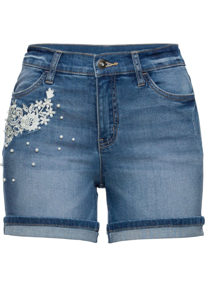 Jeans-Shorts mit Verzierung