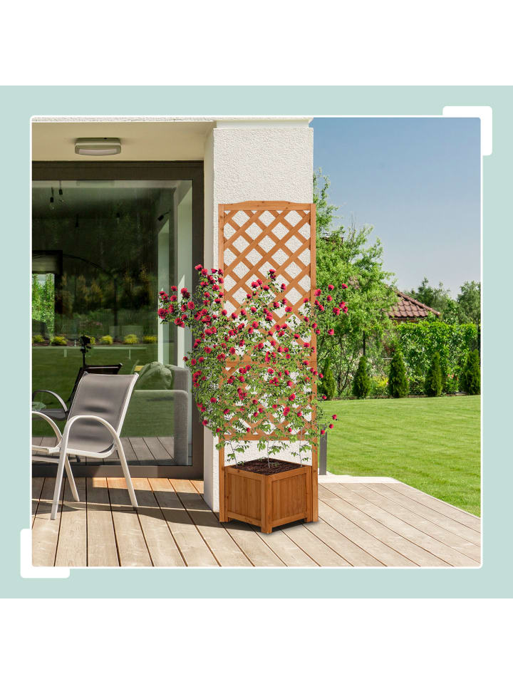 relaxdays Pflanzkasten-Rankgitter in Hellbraun - (B)55 x (H)180 x (T)51 cm günstig kaufen onesize