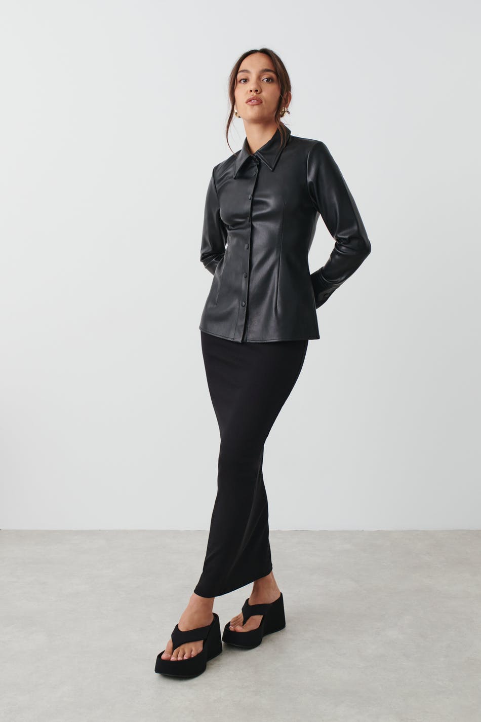 Fitted pu shirt