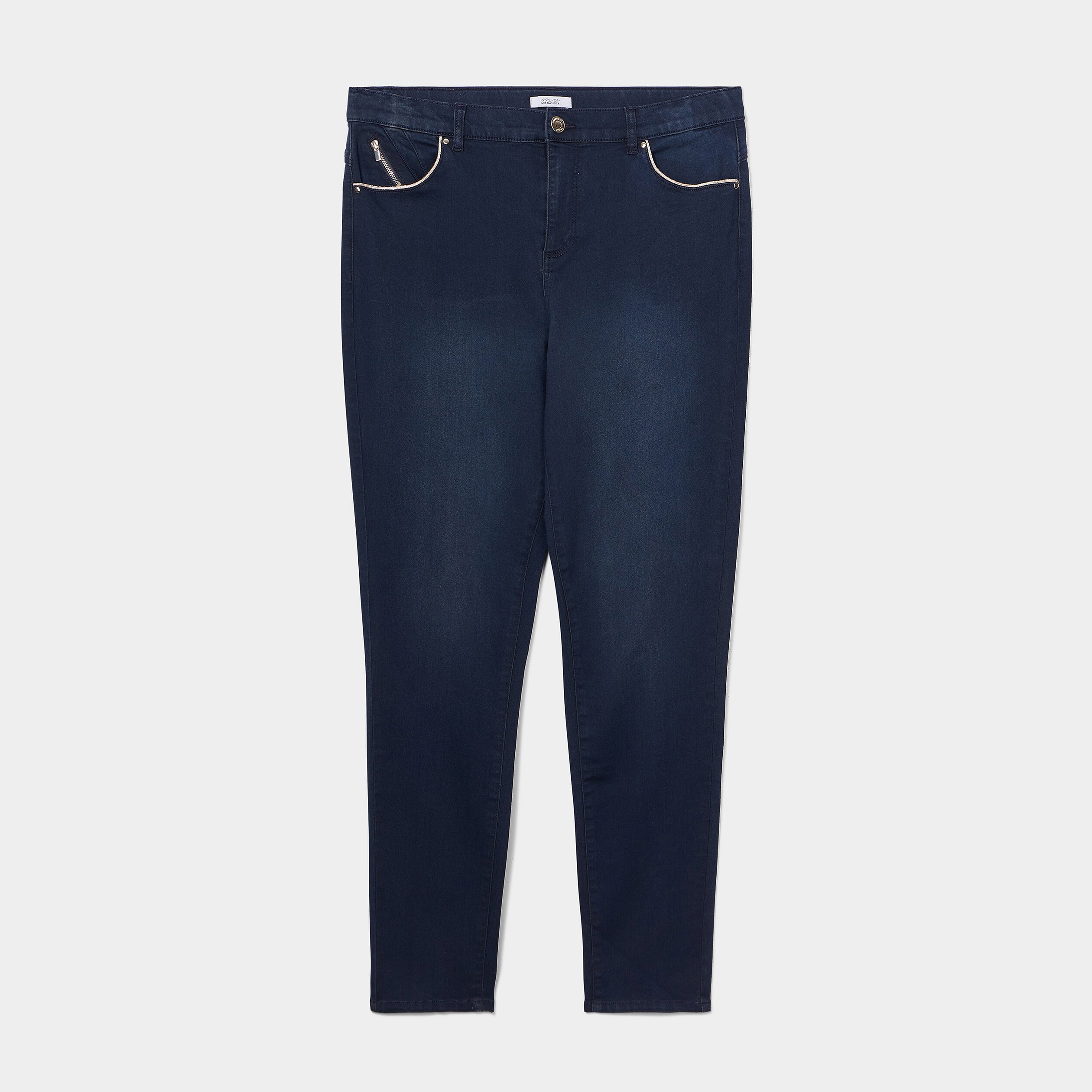 Jeans slim 5 poches avec liserés bleu femme grande taille | La Halle