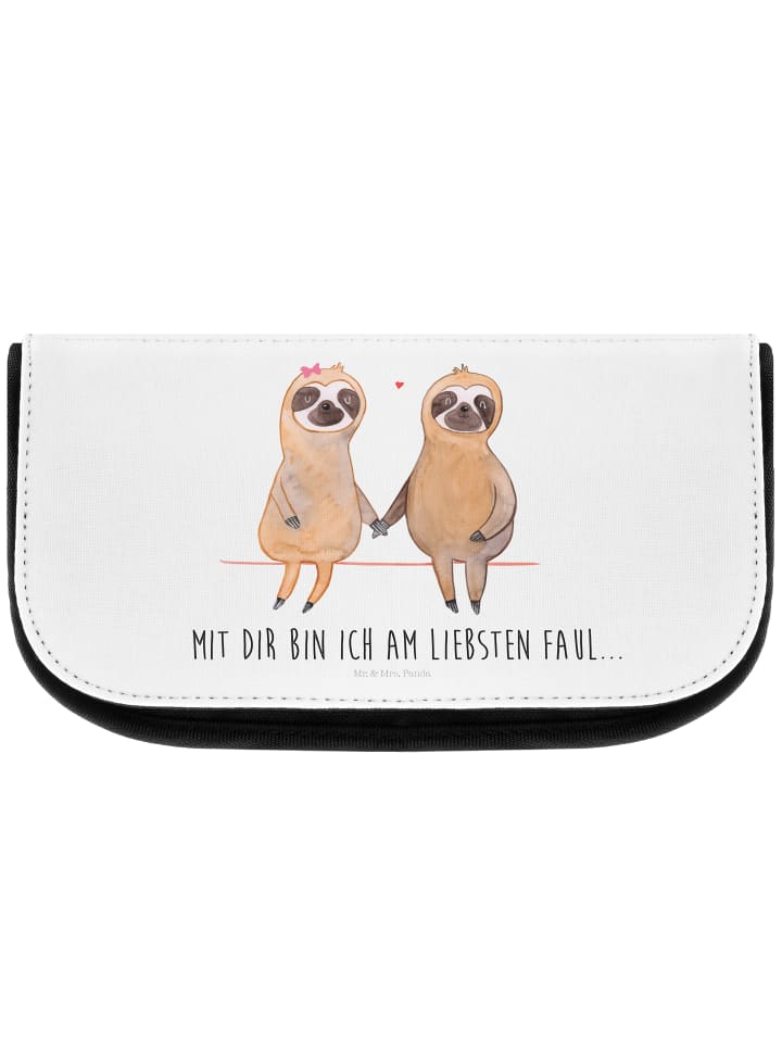 Mr. & Mrs. Panda Kosmetiktasche Faultier Pärchen mit Spruch in Weiß günstig kaufen onesize
