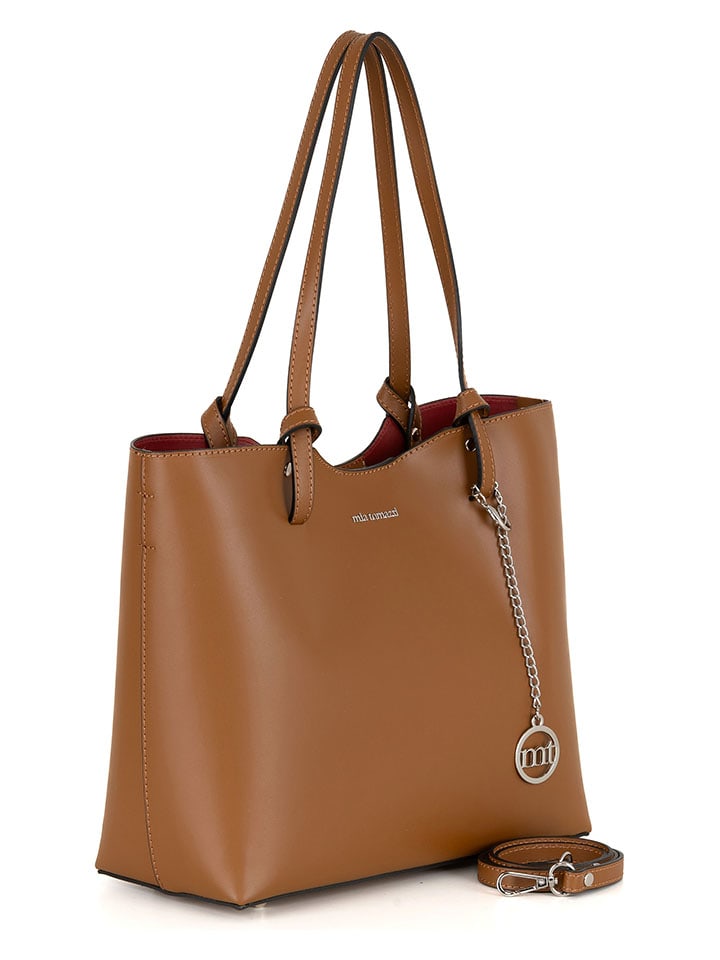 Mia Tomazzi Leder-Schultertasche in Hellbraun - (B)31 x (H)26 x (T)14 cm günstig kaufen onesize