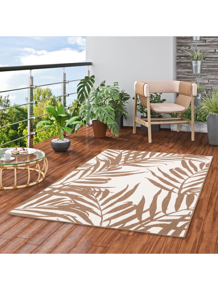Pergamon In- und Outdoor Teppich Beidseitig Cape Cod  Blätter in Beige Creme günstig kaufen