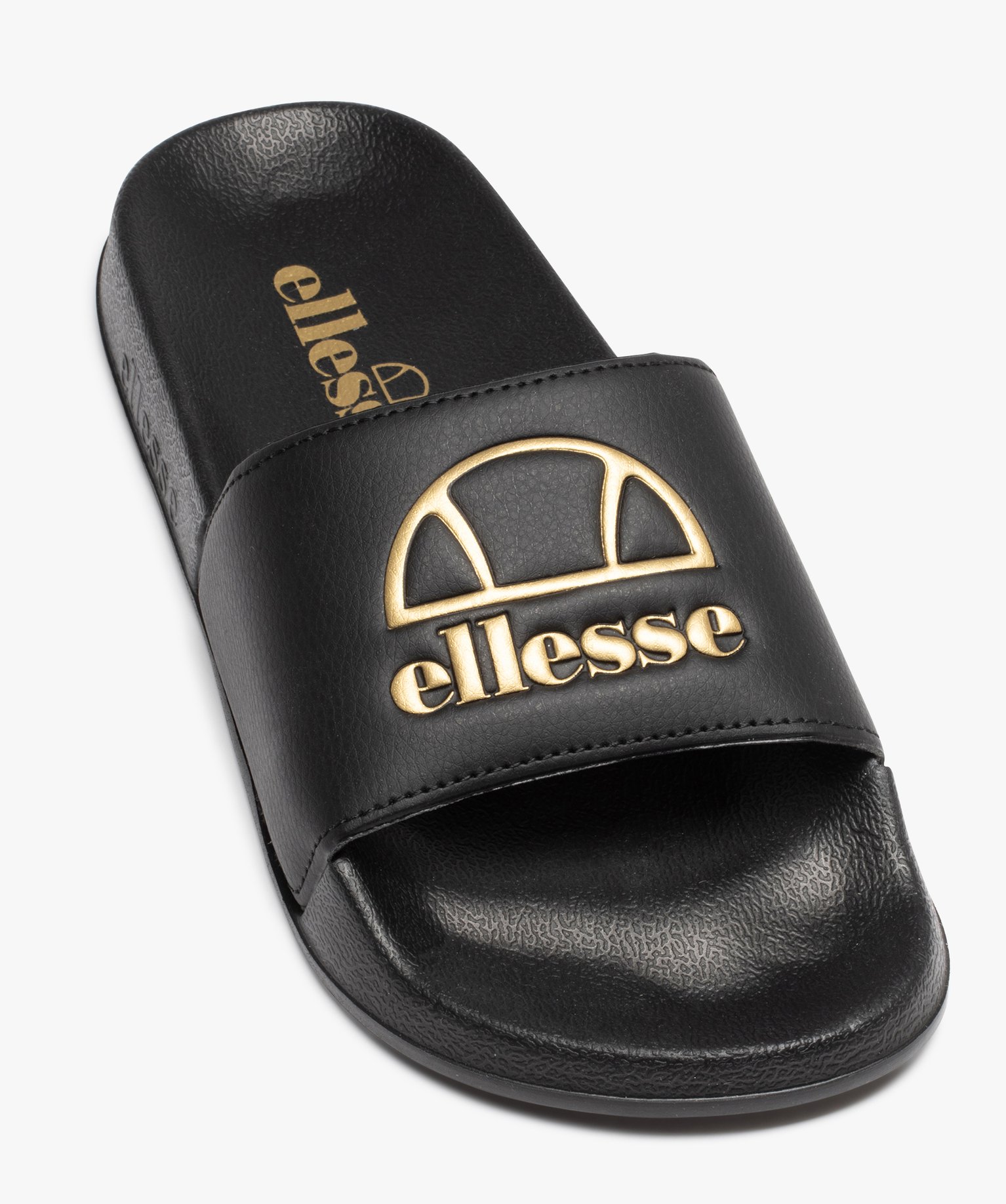 Mules de piscine femme unies à logo en relief contrastant -... noir | GEMO