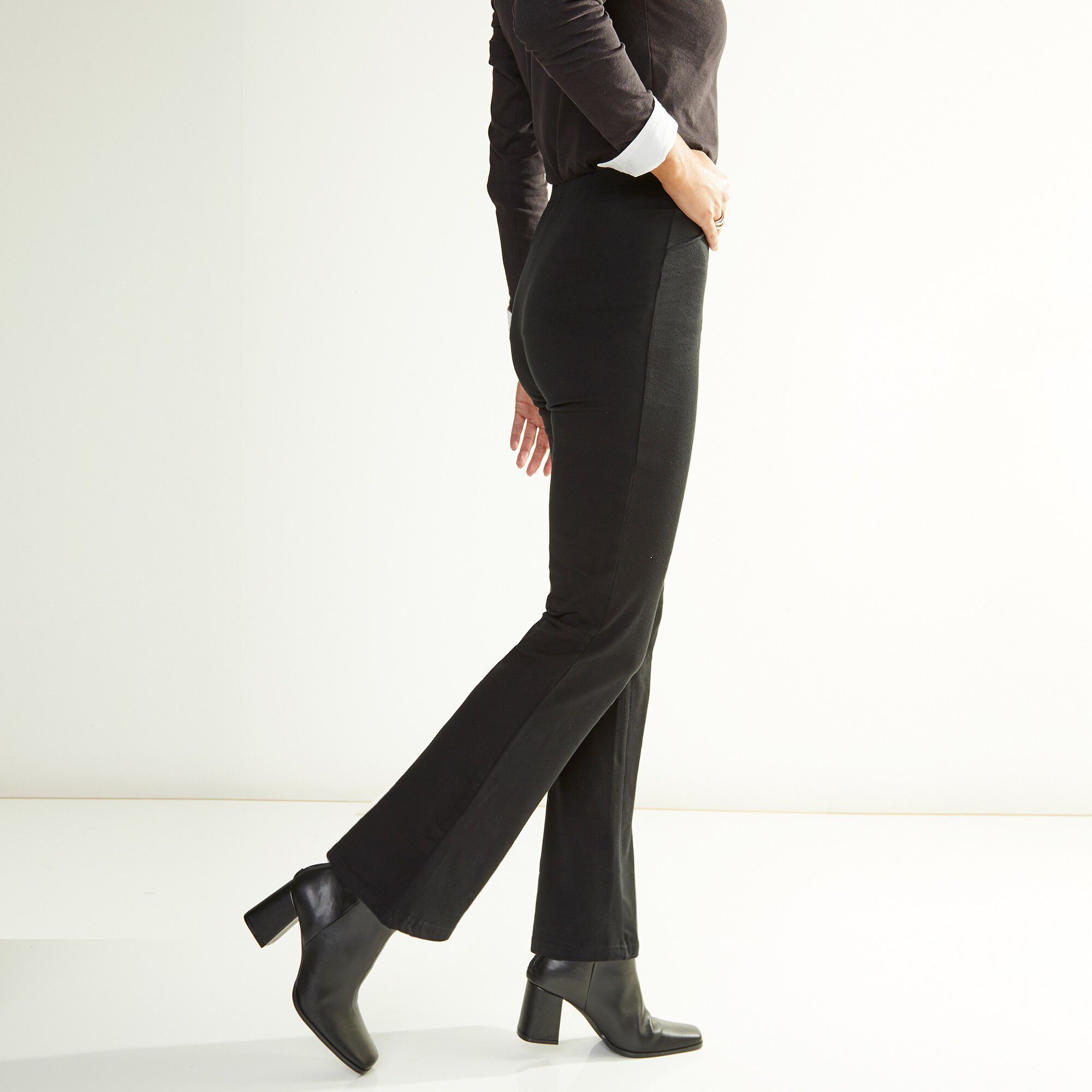 Legging bootcut uni, taille élastiquée
