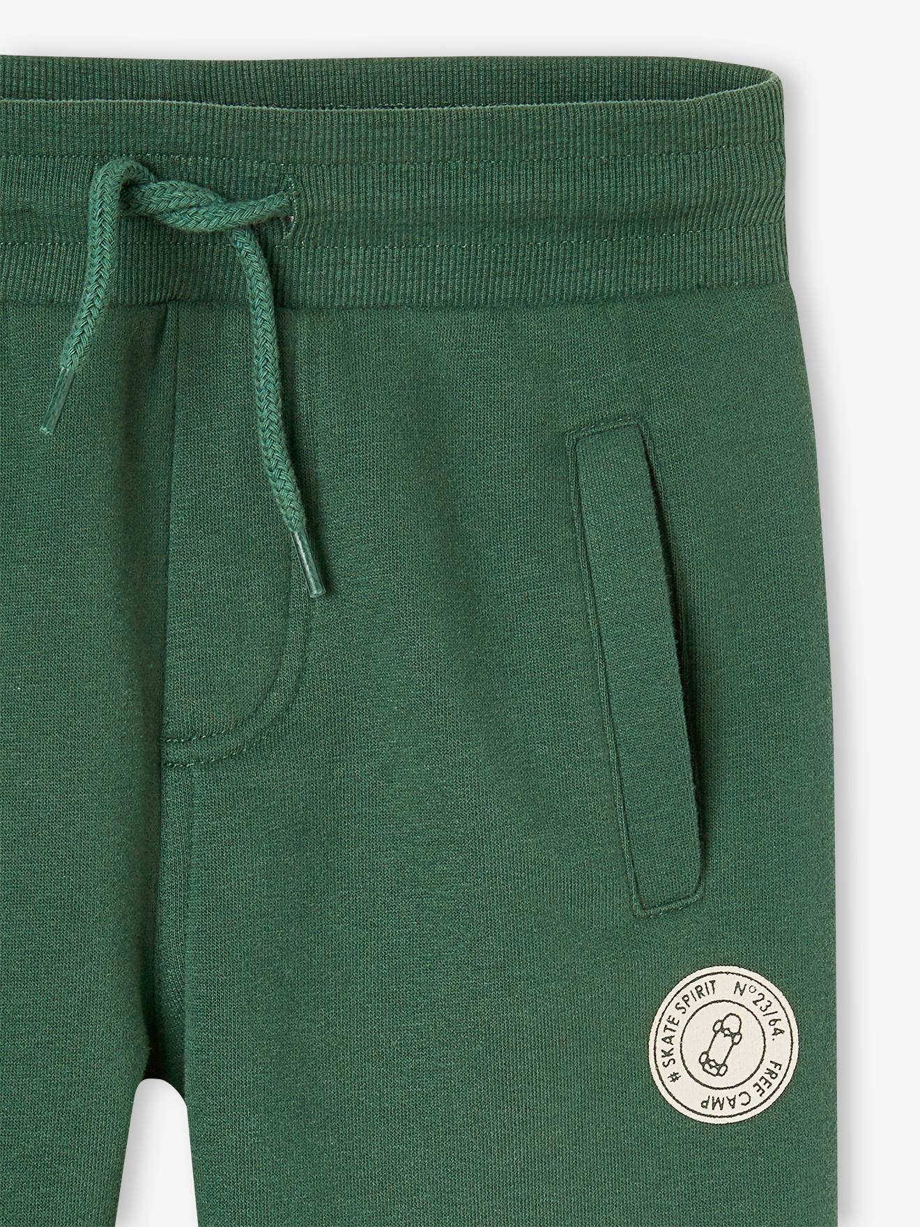 Pantalon jogging Basics garçon en molleton gris moyen chiné