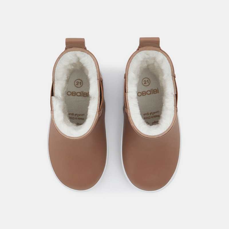 Bottes de pluie fourrées beige bébé fille