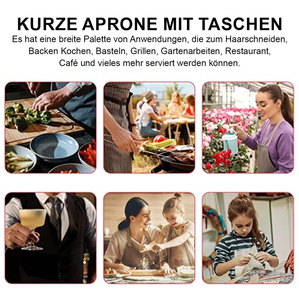Jormftte Kochschürze Damen Süß Schürze,mit 2 Taschen,Wasserdichte Küchenschürzen für Koch