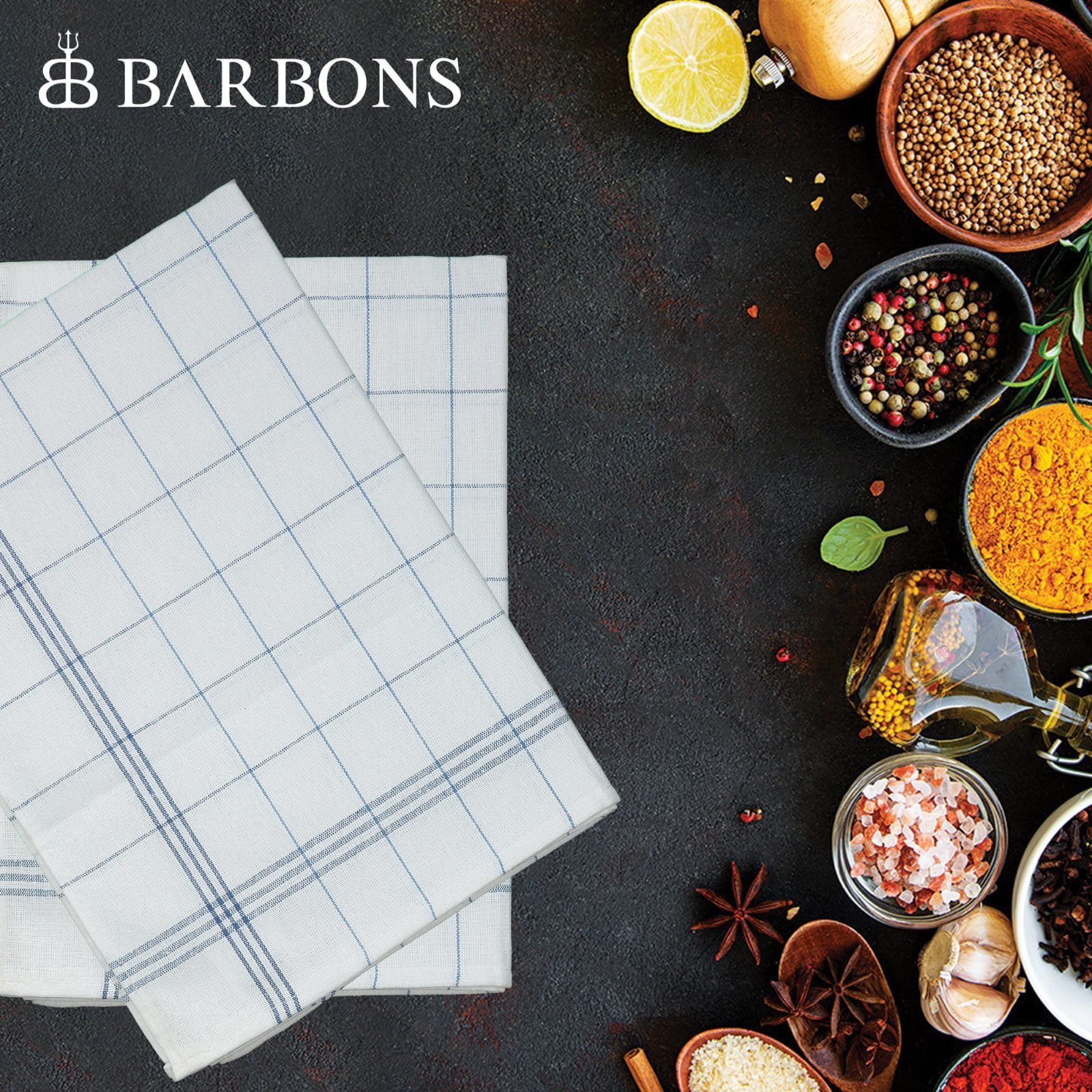 BARBONS Geschirrtuch Geschirrtücher, Allzweck Tücher, Trockentuch, (10 er, 10-tlg), Premium Qualität, 100% Baumwolle, Blau