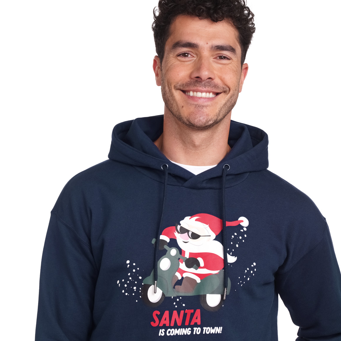 Herren Weihnachtssweatshirt mit Print dunkelblau