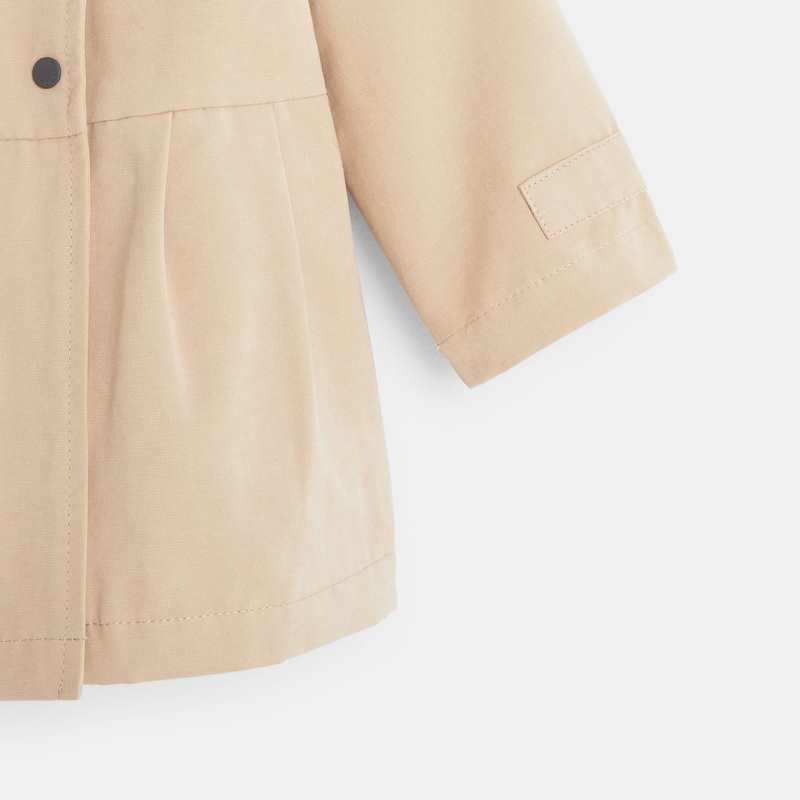 Manteau toile déperlante à capuche beige bébé fille
