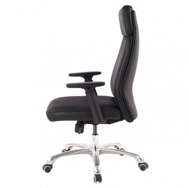 Amstyle Chefsessel SPM1.800 (Echtleder Schwarz Bürostuhl Ergonomisch Kopfstütze), Schreibtischstuhl Drehbar, Drehstuhl Wippfunktion