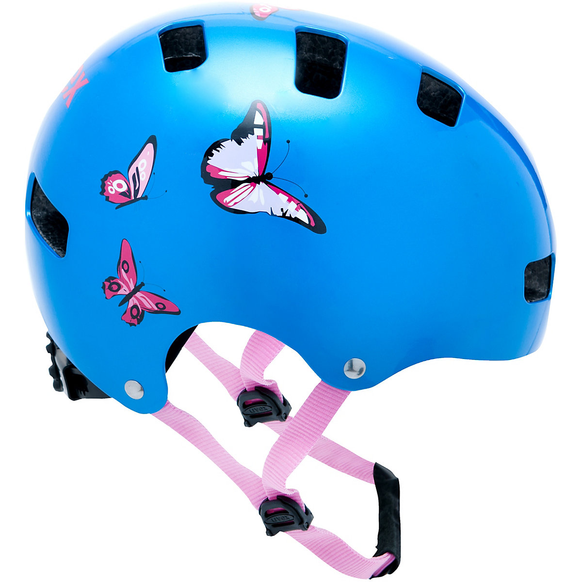 Fahrradhelm kid 3 butterfly, metallicblau