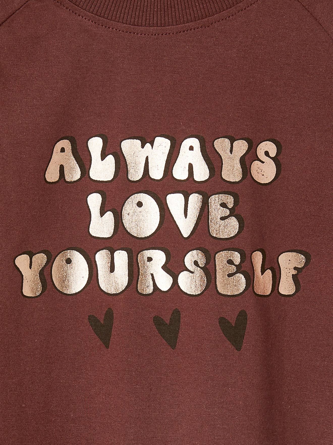 Vertbaudet Mädchen Shirt mit Glanz-Schrift, A-Linie - pudrig rosa