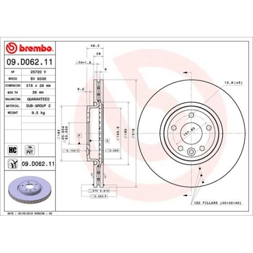 09.D062.11 BREMSSCHEIBE BREMBO VA  VP1 - ATU