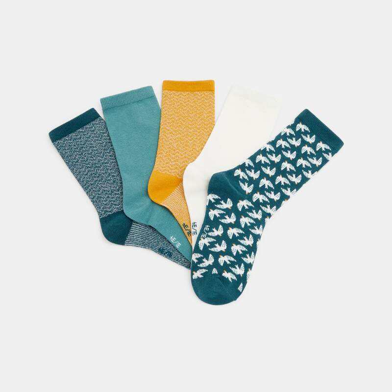 Chaussettes fantaisie (lot de 5) bleues fille