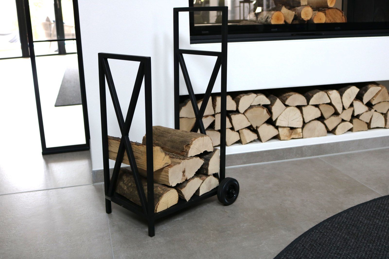 holz4home Kaminholzregal Kaminholzständer auf Rollen, beschichteter Stahl