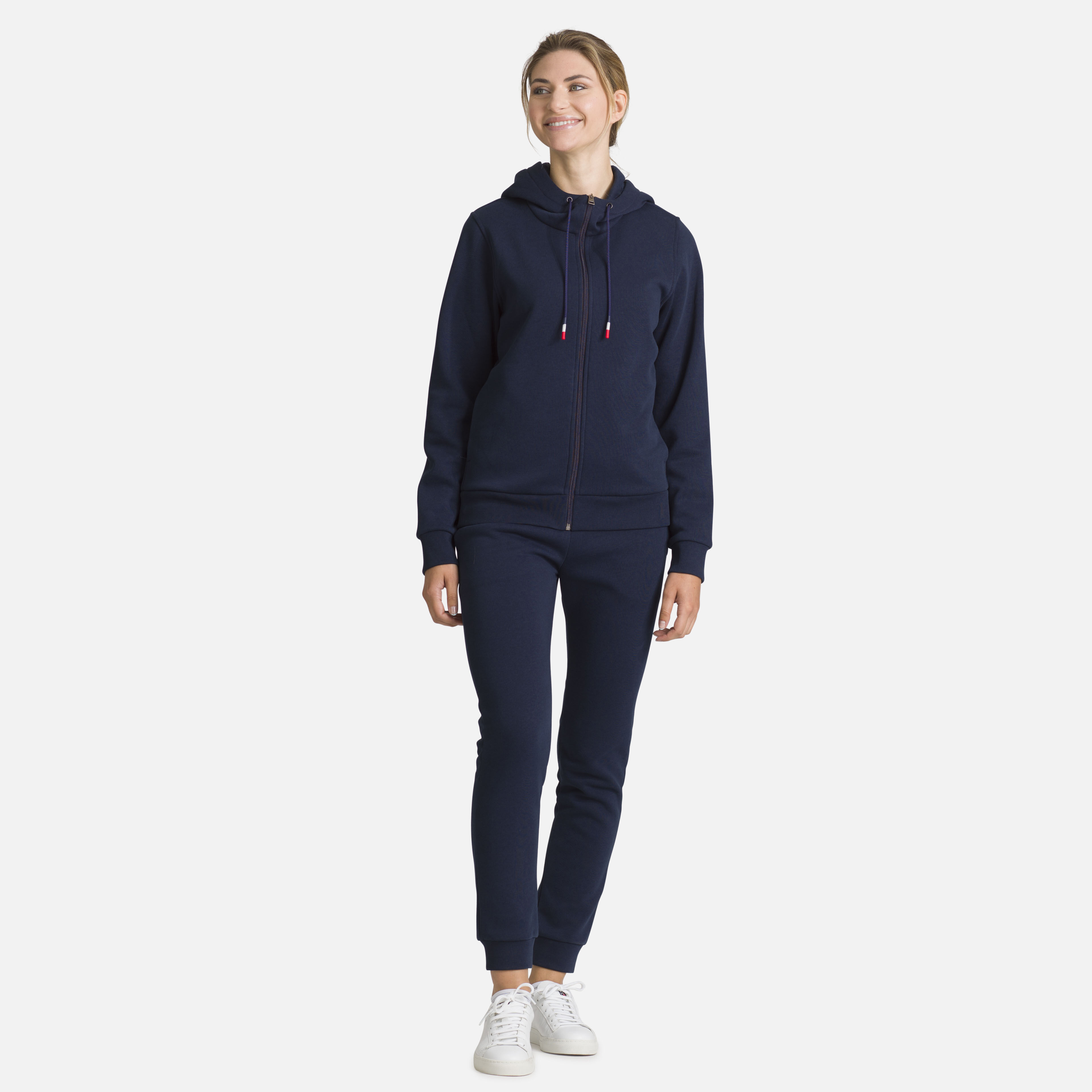 Sweat en coton à capuche zippé Logo Femme