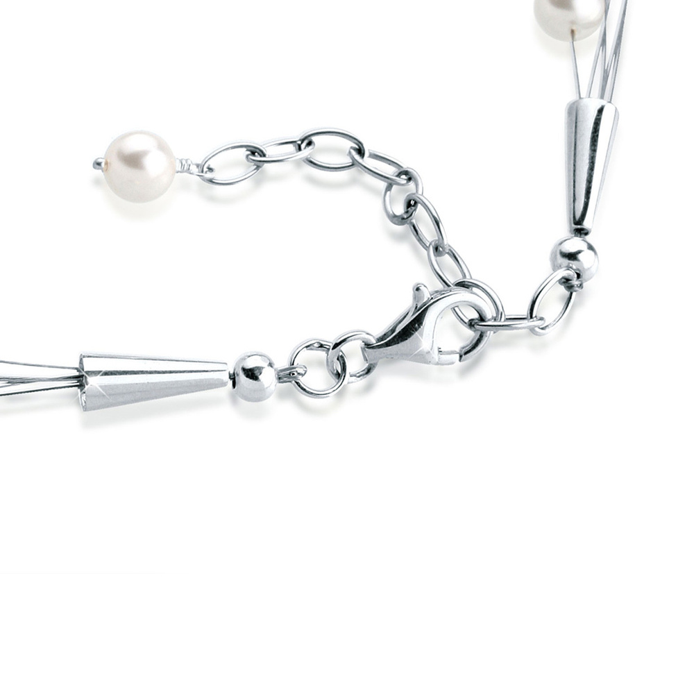 Elli Elli Collier Multi-Chain synthetischen Perlen 925 Silber collier