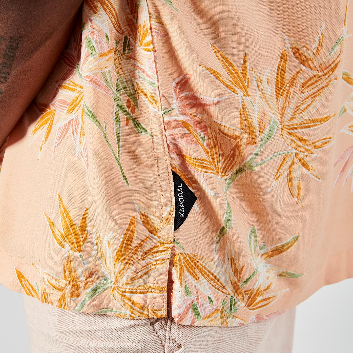 ROYAL  Chemise orange fleurie homme