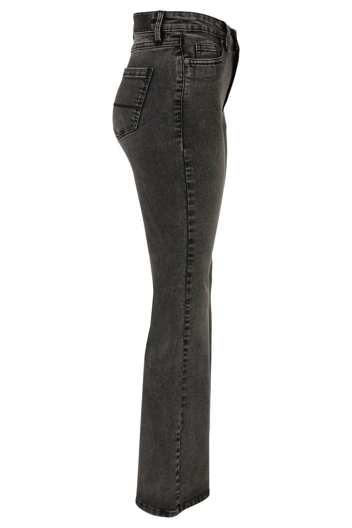 Urban Classics  Damen Jeanshose mit hoher Taille und ausgestelltem Bein