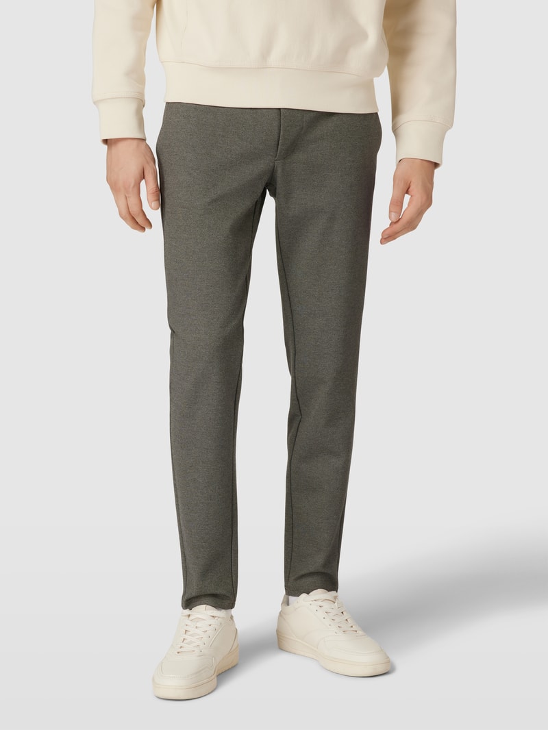 Tapered Fit Stoffhose mit feinem Allover-Muster Modell 'Mark' in hellbraun