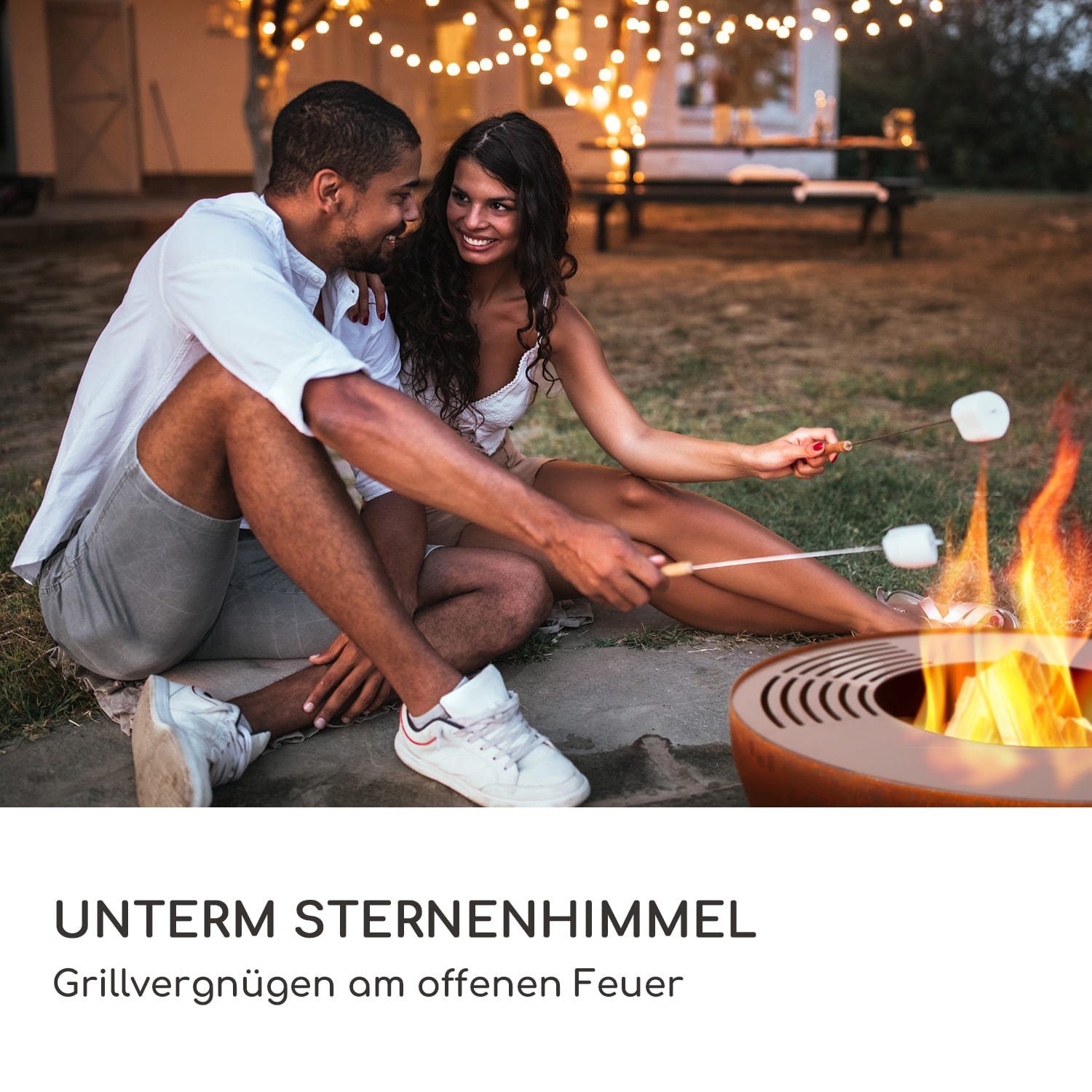 blumfeldt Feuerschale Savage 2.0, (Set), Feuerschale Garten mit Grill Feuerkorb Feuerstelle Outdoor