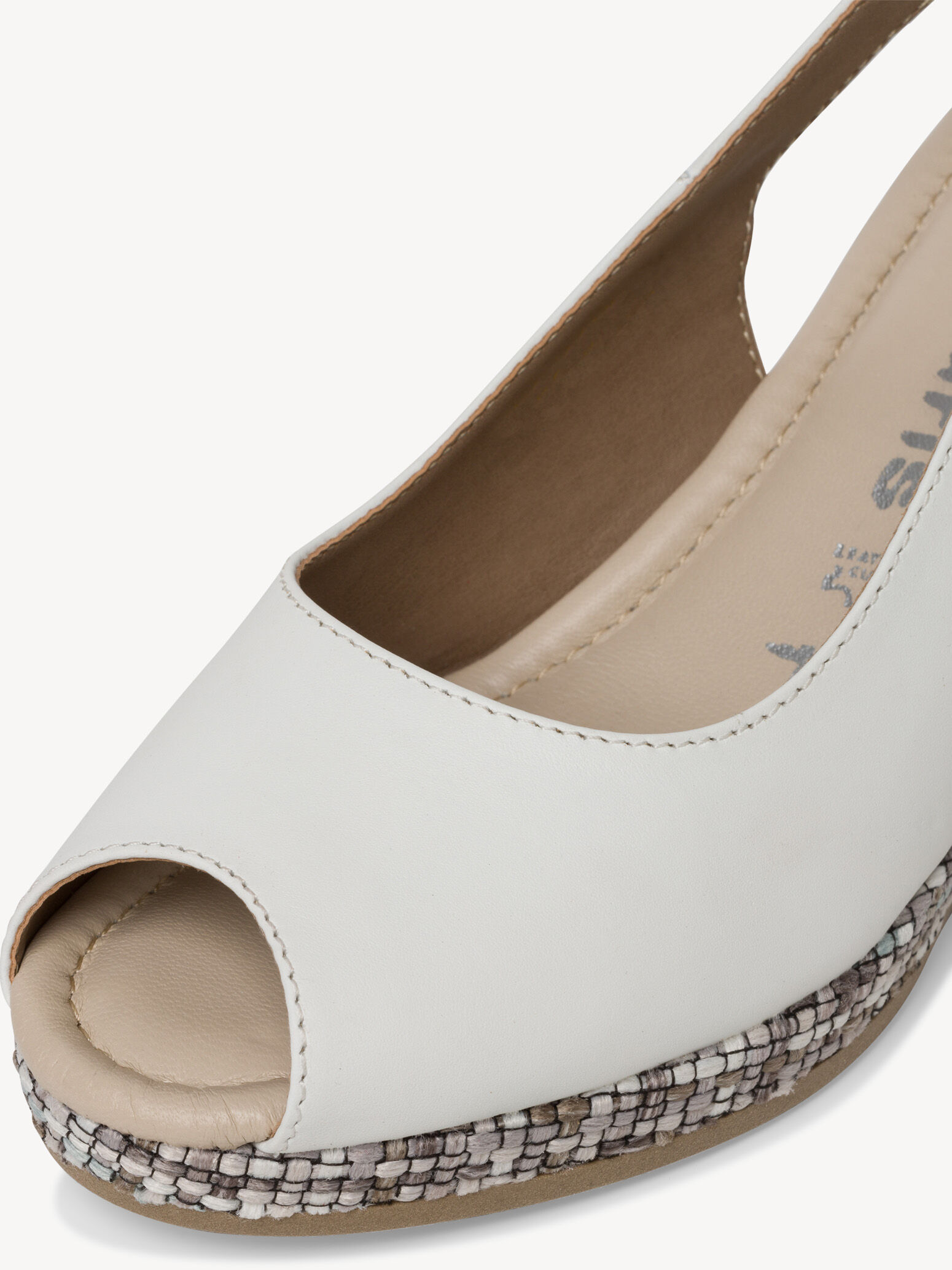 Sandale à talon en cuir - blanc