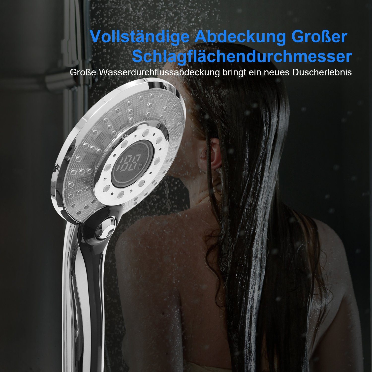 Kpaloft Handbrause, LED Temperaturanzeige Dusche 3 Lichtfarben Wassersparend