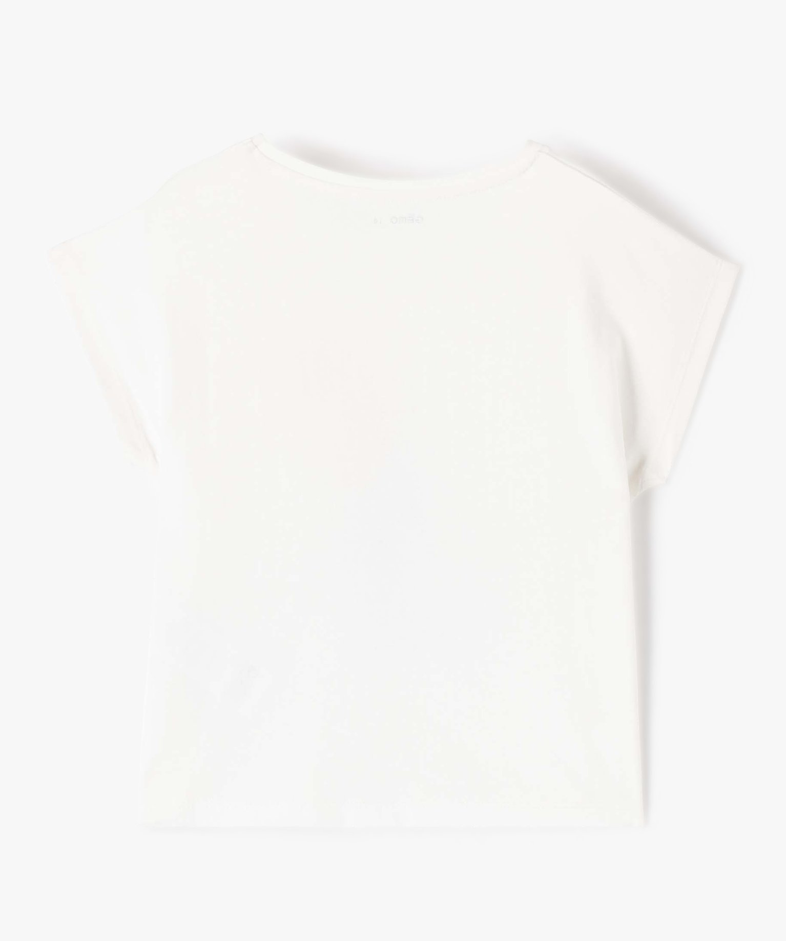 Tee-shirt fille ample à manches courtes avec motif pailleté ecru | GEMO