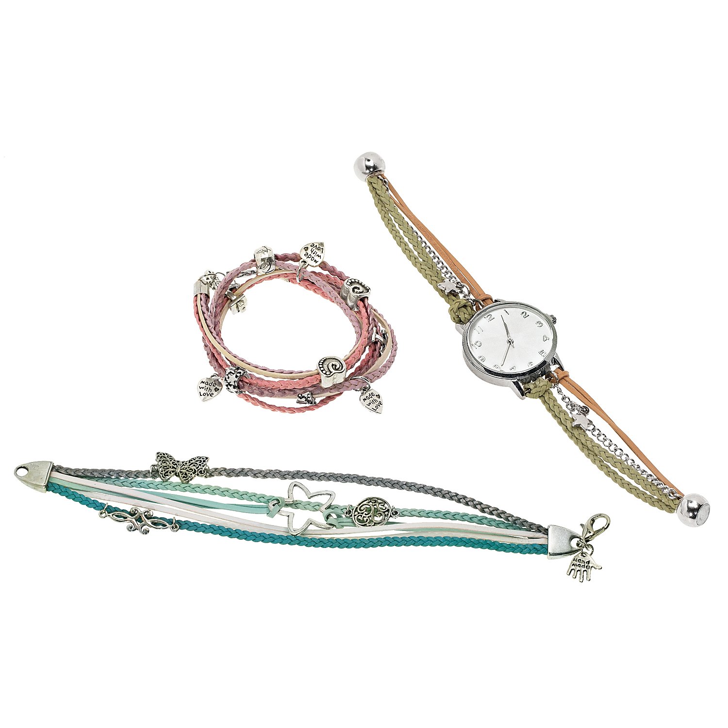 Lederbänder-Mix, rosa, 2–3 mm