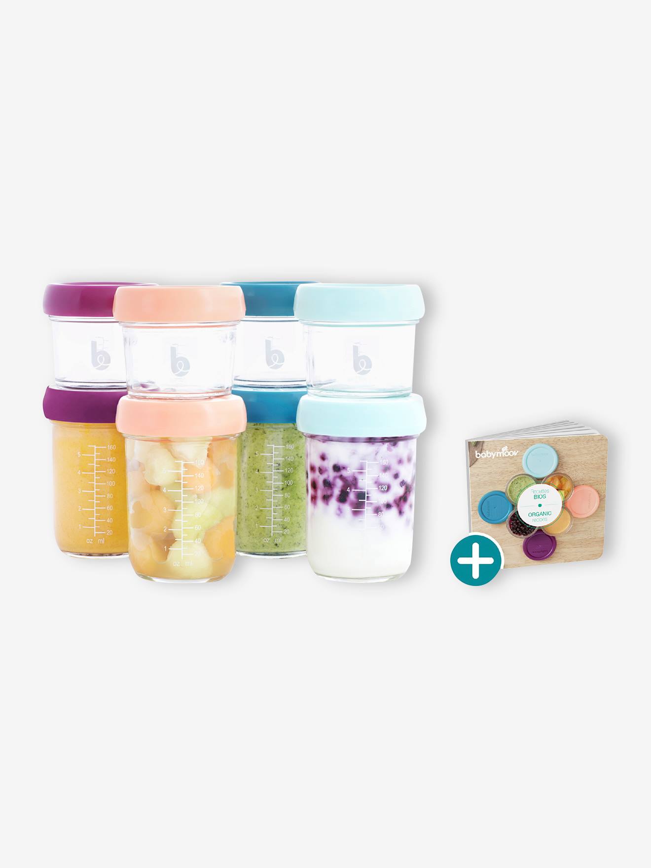 8 babybols verre multiset 4 x 100 ml + 4 x 220 ml BABYMOOV multicolore