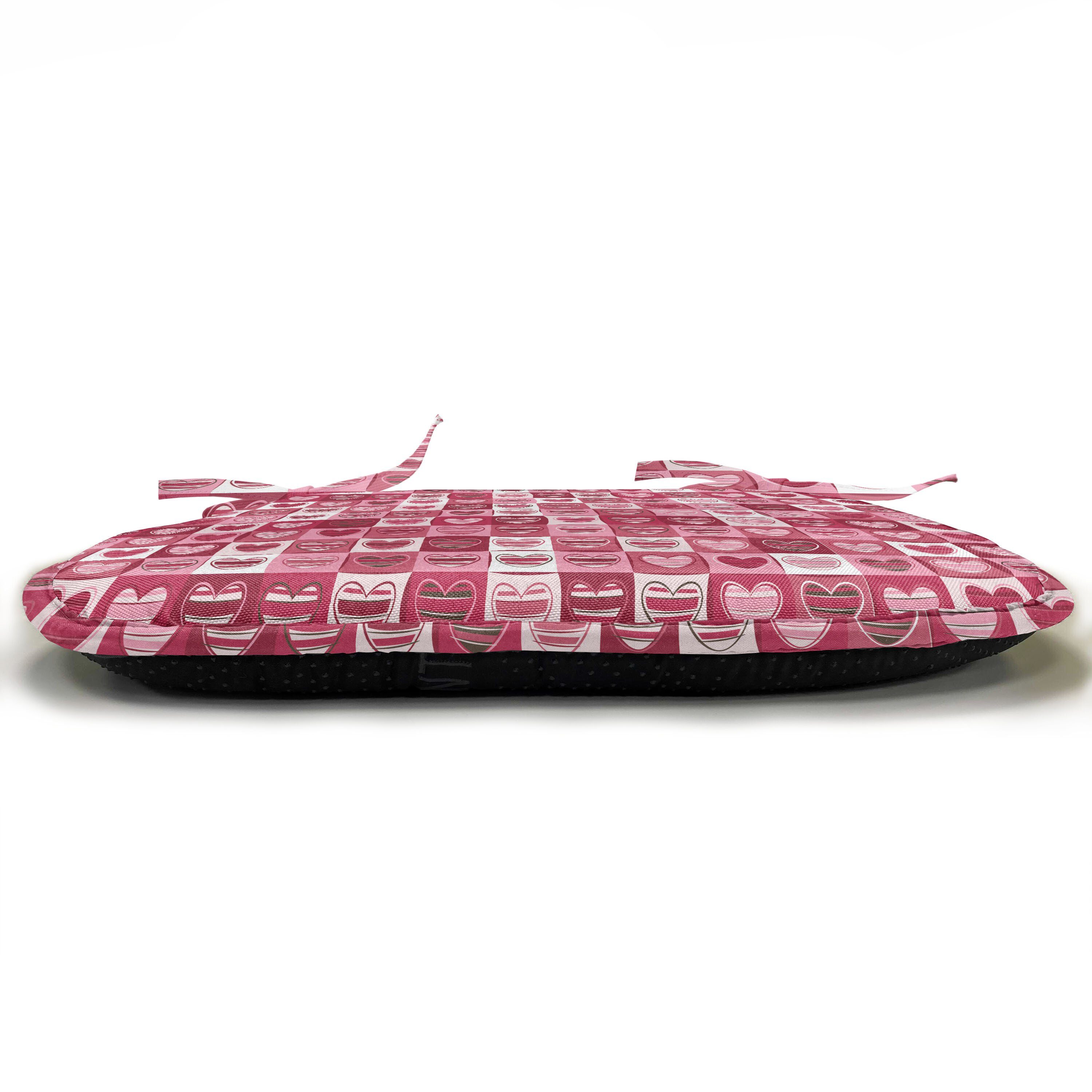 Abakuhaus Stuhlkissen Dekoratives wasserfestes Kissen mit Riemen für Küchensitze, rosa, Weiß, Vintage Geometric