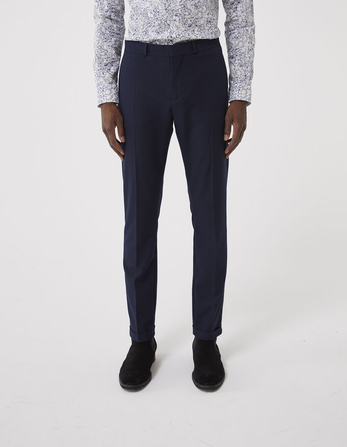 Pantalon de costume SLIM marine Seersucker Homme