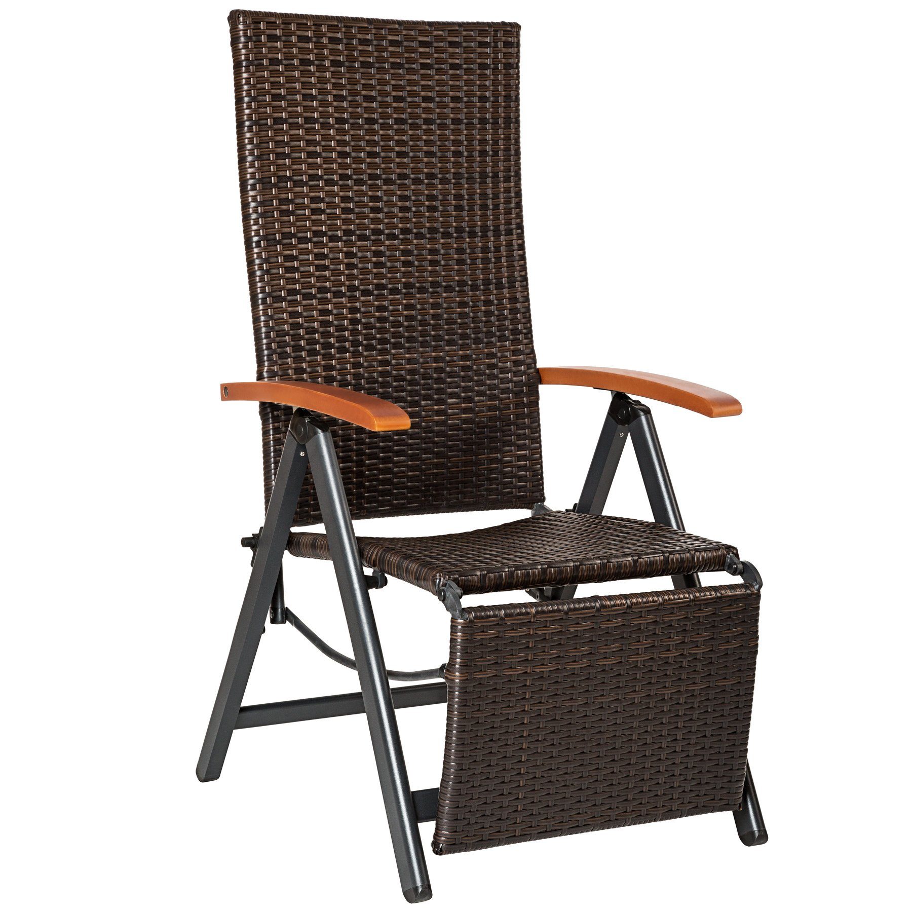 tectake Rattanstuhl Brisbane (1er, 1 St), Verstellbare Rückenlehne